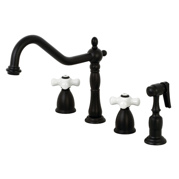 KB1790PXBS 8" Widespread Kitchen Faucet W/ Brass Sprayer, Matte Black